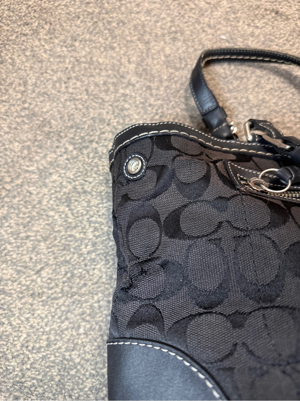 Vintage Coach Hampton Signature Satchel Black Canvas Leather Y2K Hobo code 6830 - Picture 4 of 6